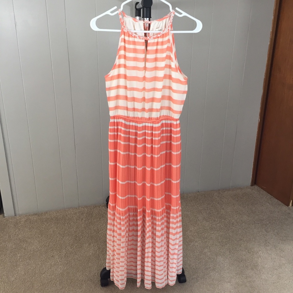 Maison Jules keyhole halter flowy ombré midi dress